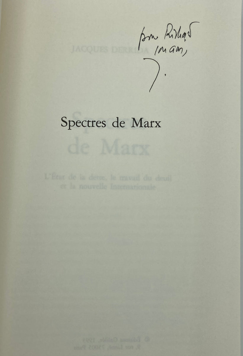 Derrida, Jacques. Spectres de Marx.